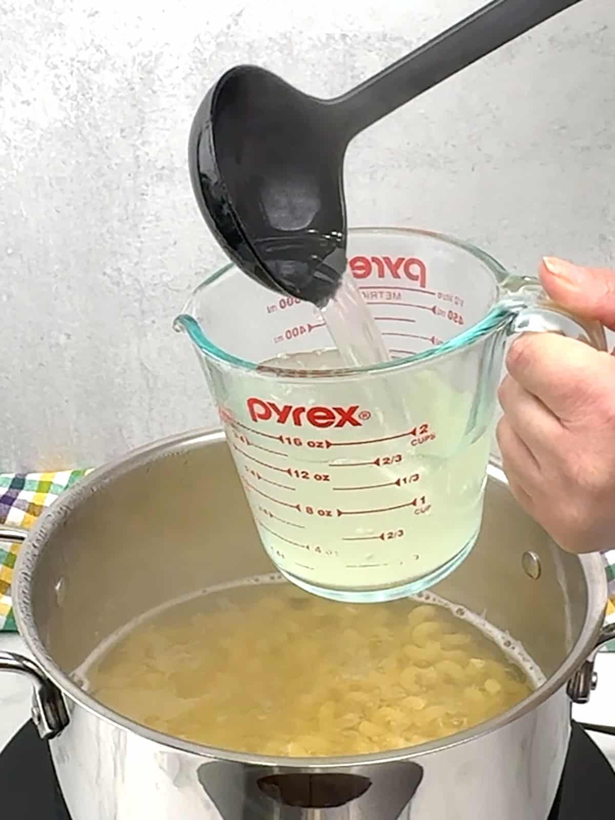 reserving pasta water