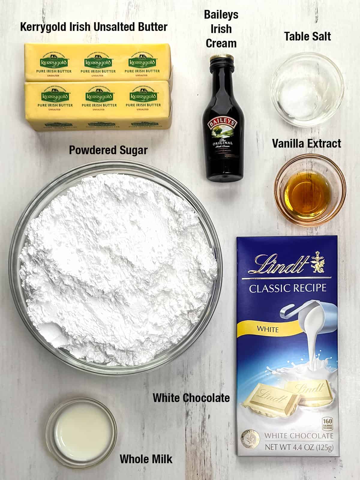 Ingredients for Baileys Buttercream Frosting