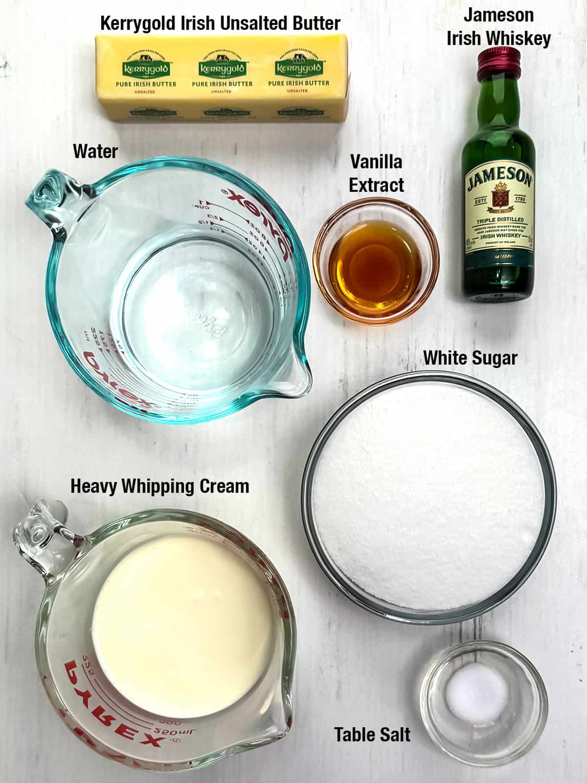 Ingredients for Jameson Irish Whiskey Salted Caramel Glaze