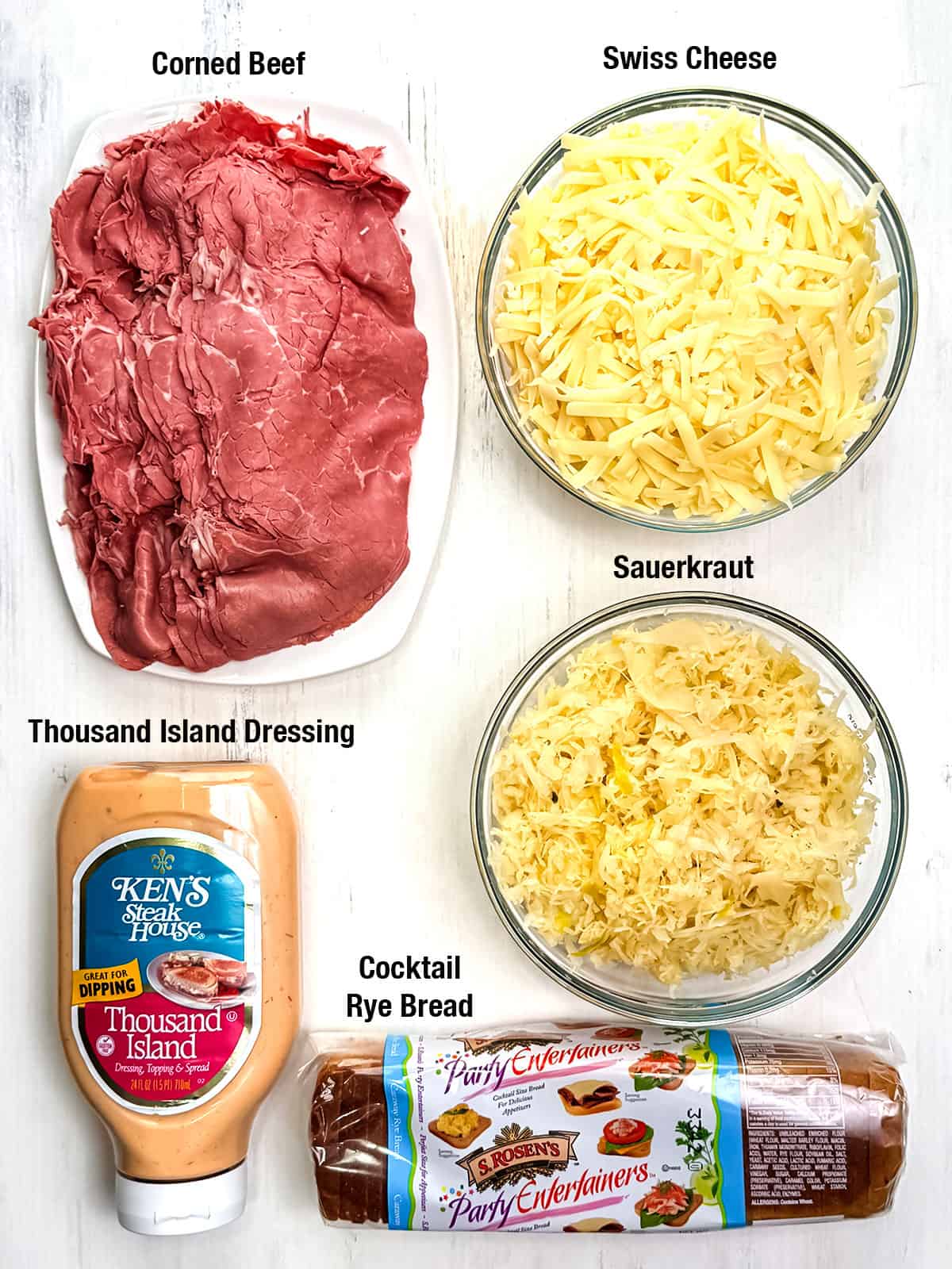 Ingredients for Easy Mini Open-Faced Reuben Sandwiches