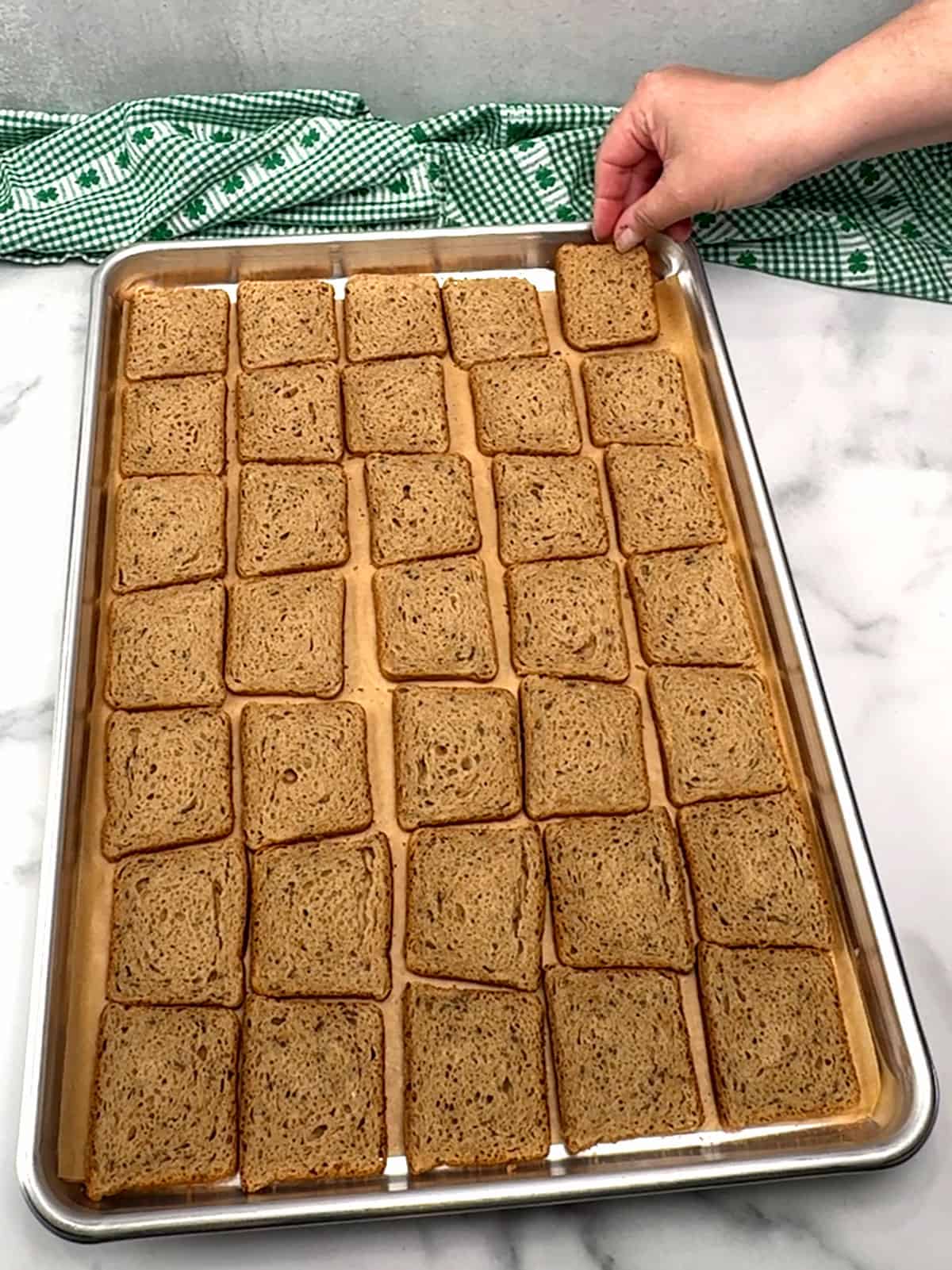 cocktail rye bread on pan