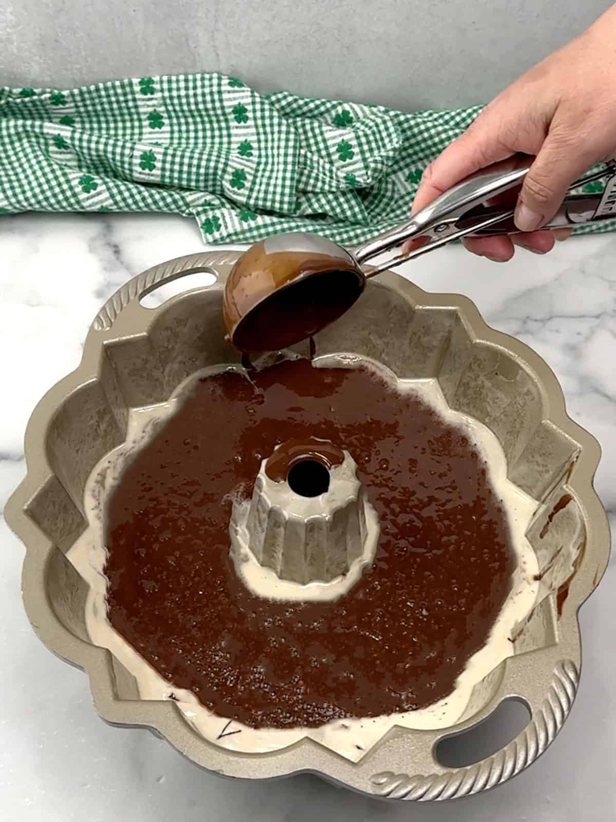 cake batter in pan