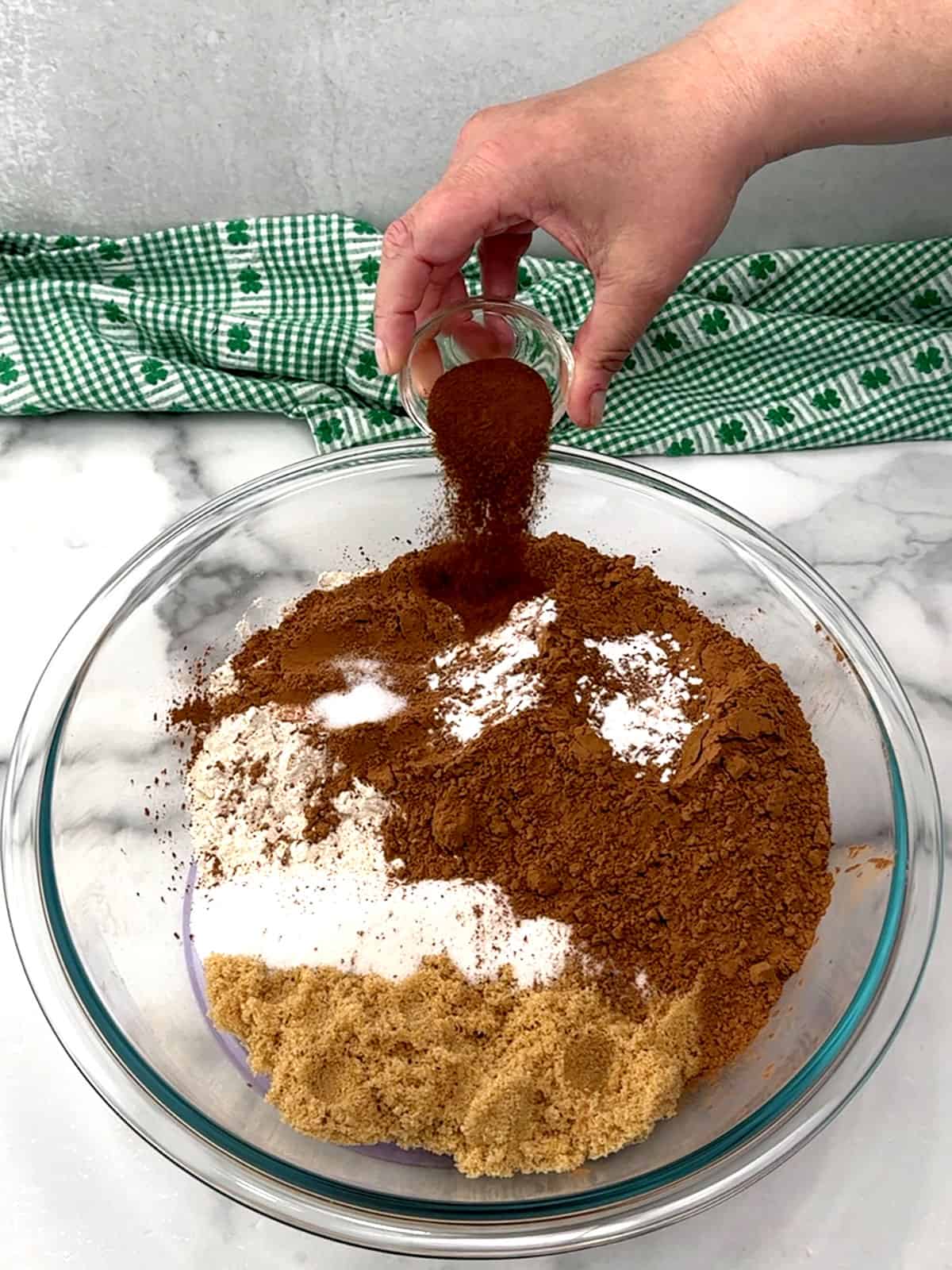 combining dry ingredients for cake