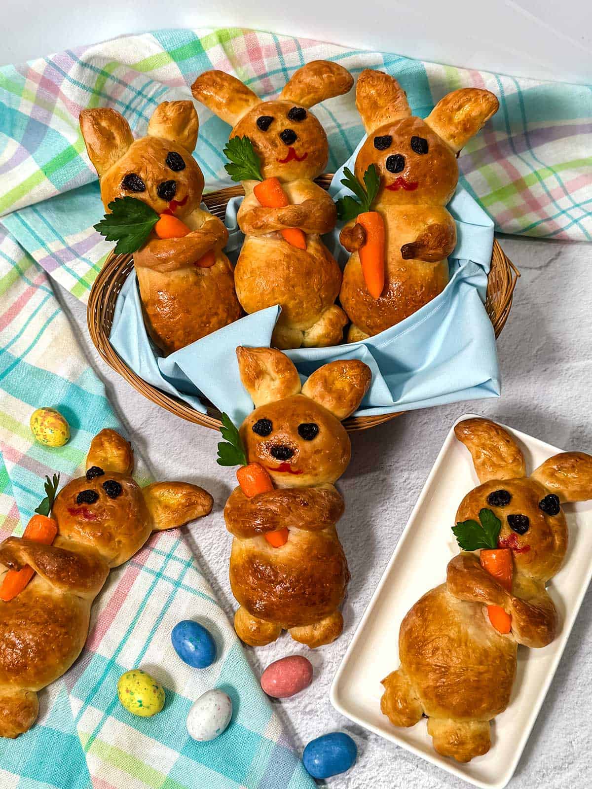 Easter Bunny Rolls with candy.