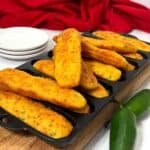 Crispy cheesy jalapeño cornbread sticks.