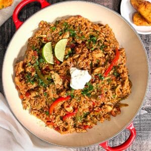 One-pot chicken fajita rice.