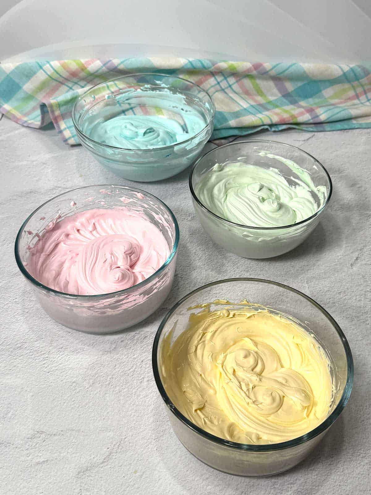 Tinted cheesecake mixture.