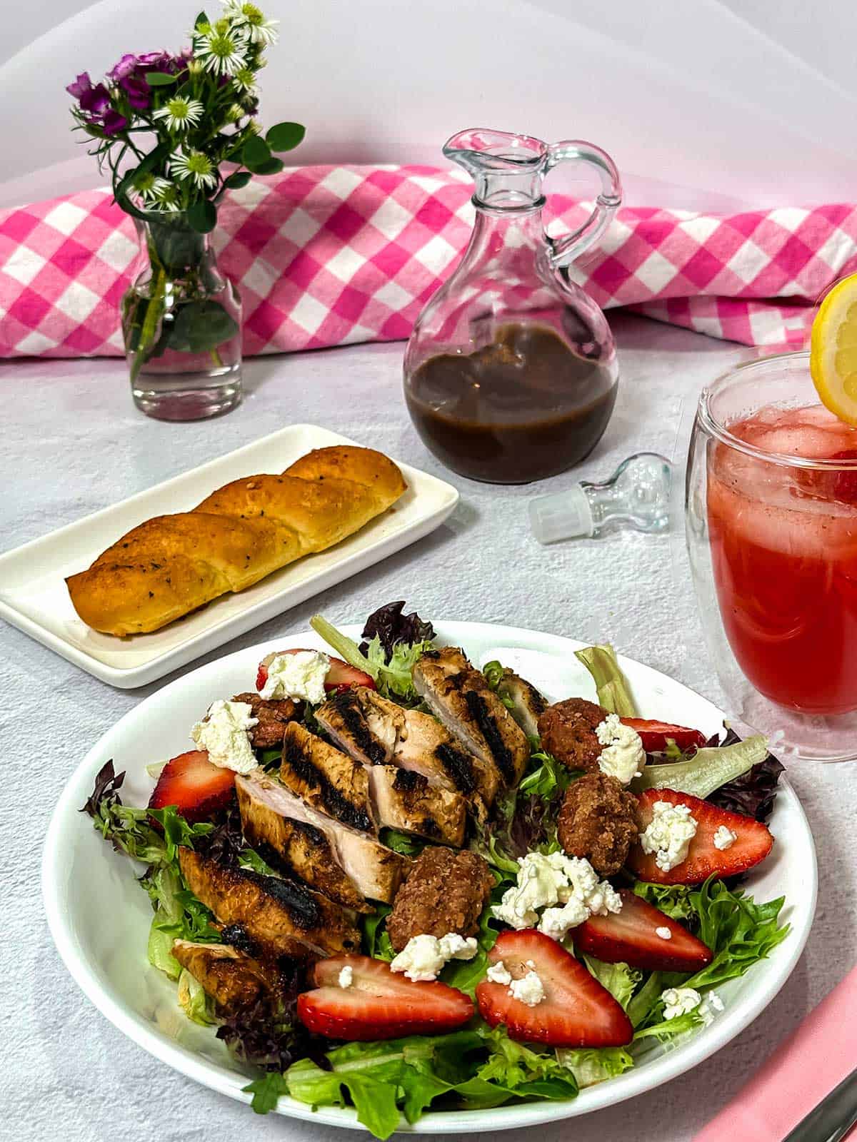 Strawberry, balsamic, chicken salad.