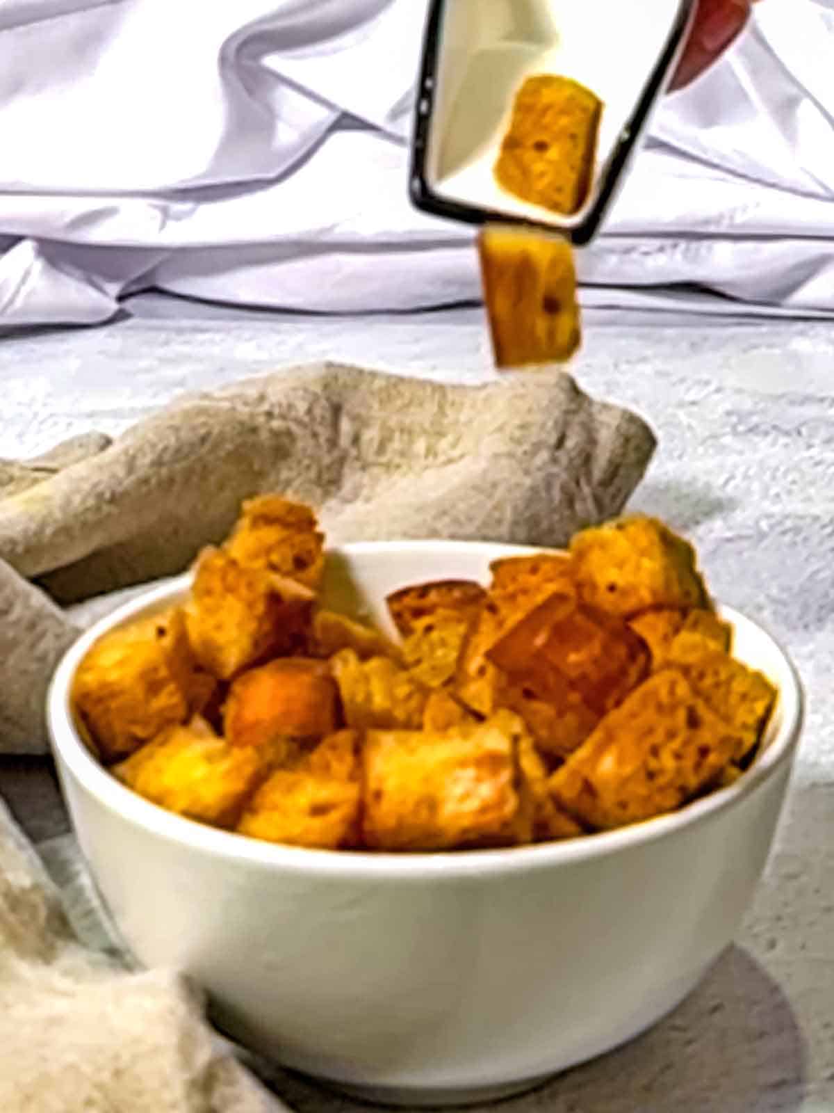Easy homemade croutons.