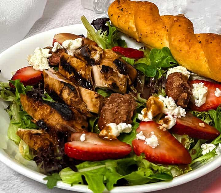 Strawberry balsamic chicken salad.