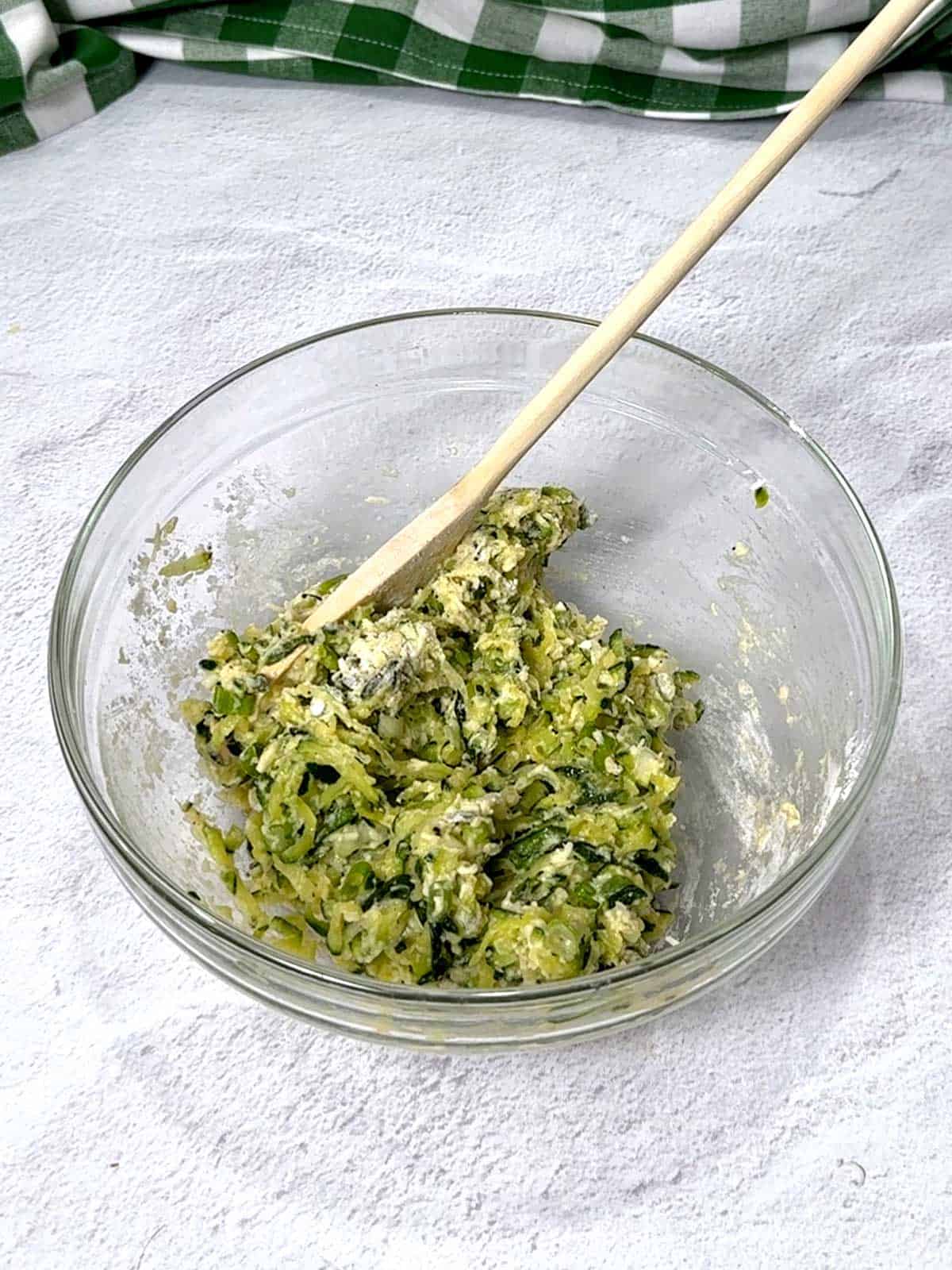 Final batter for the zucchini fritters.