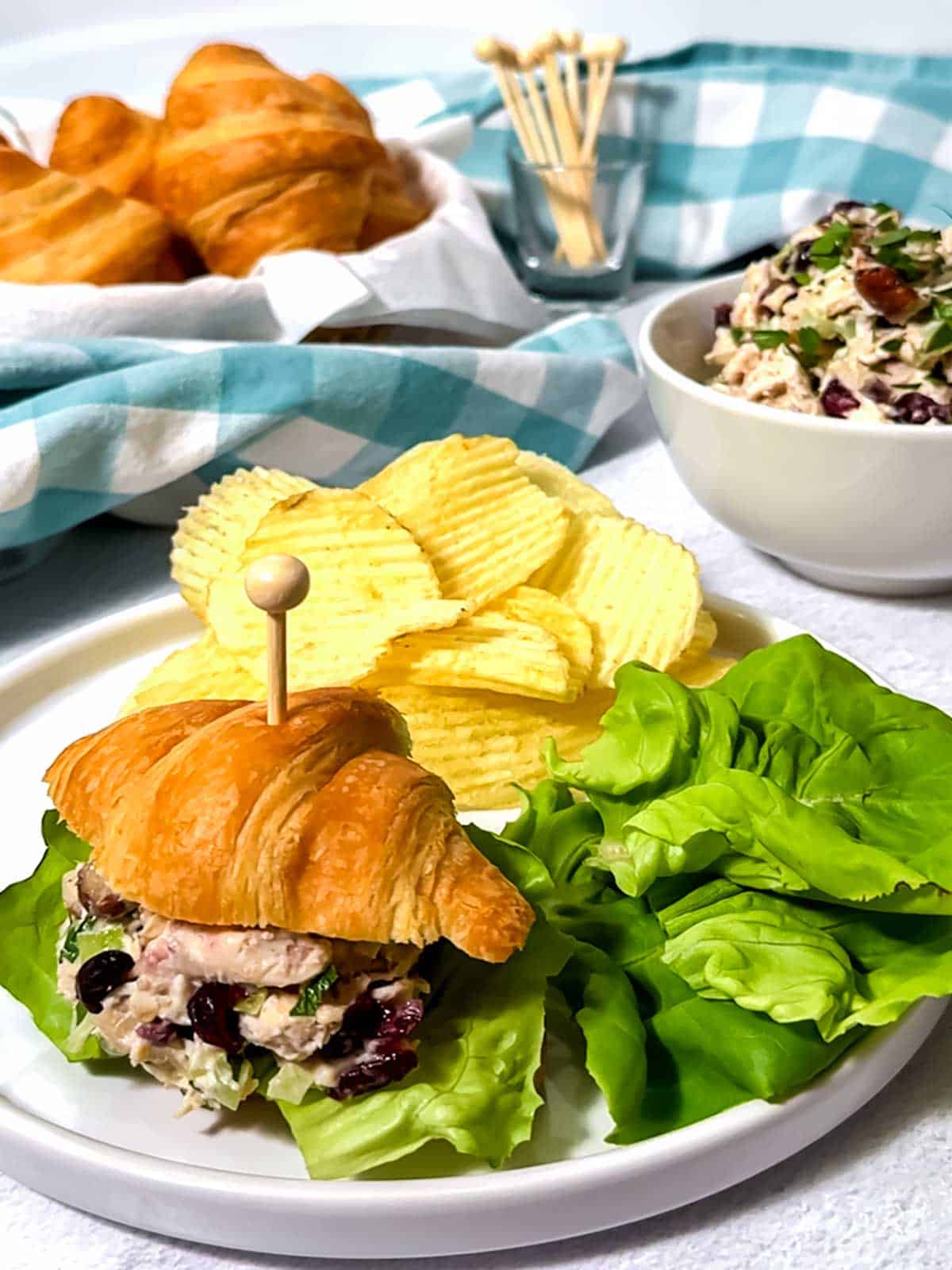 Chicken salad on a mini croissant.
