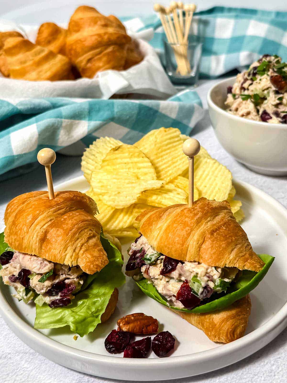 Chicken salad in mini croissants.