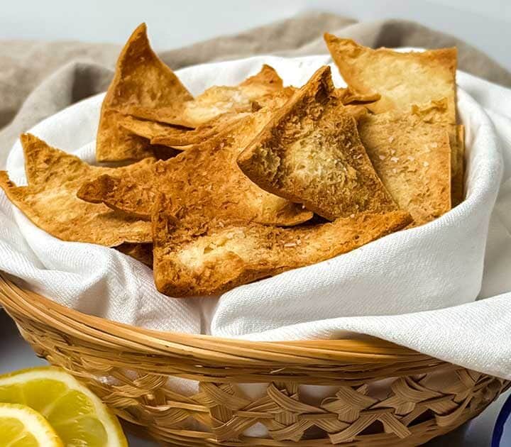 Easy homemade toasted pita wedges.