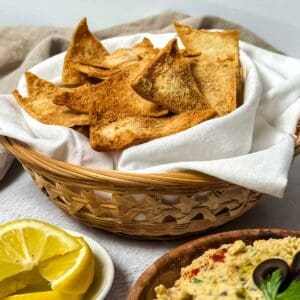 Easy homemade toasted pita wedges.