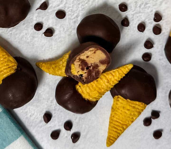 Chocolate-covered cookie dough Bugles.