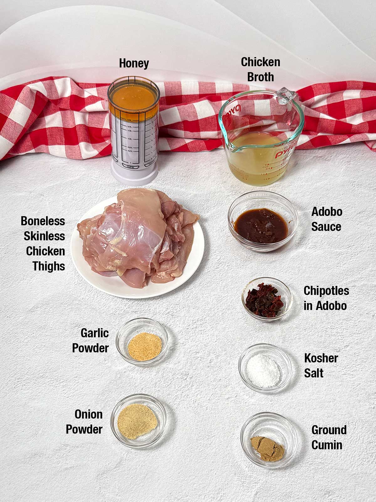 Ingredients for the honey chipotle chicken.
