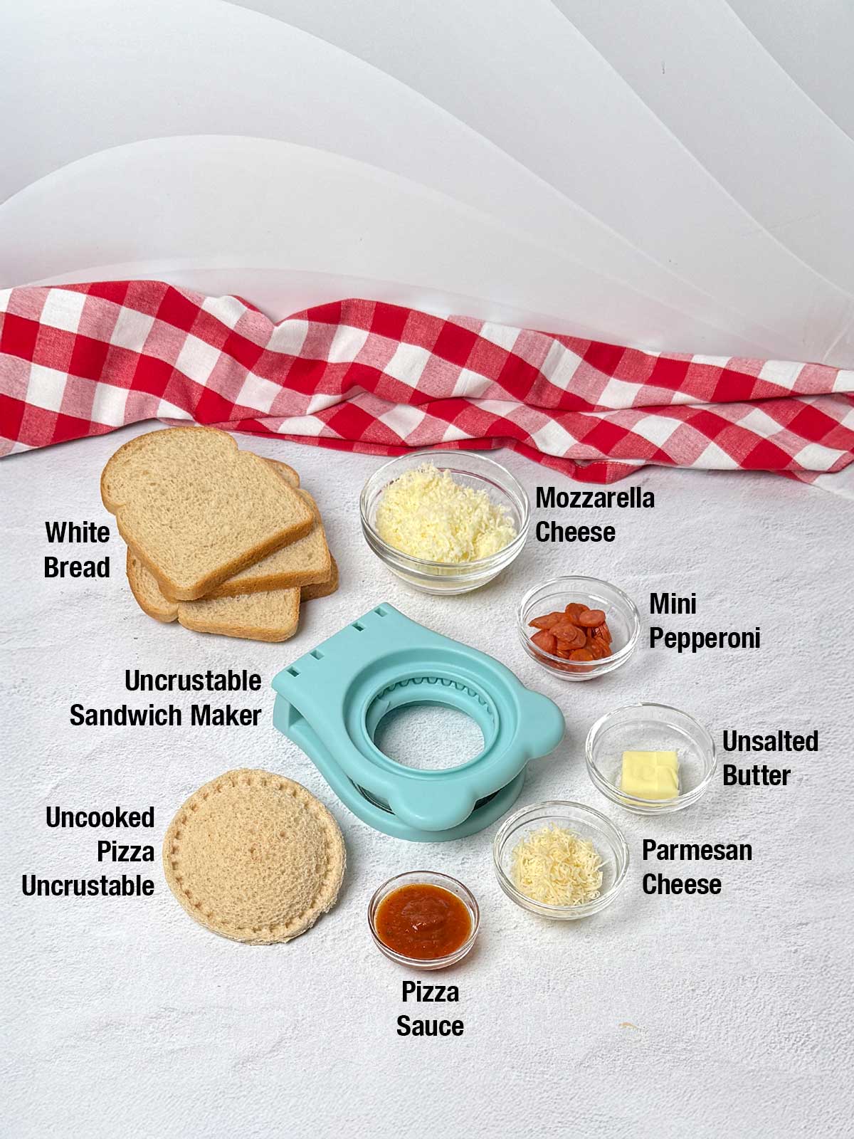 Ingredients and equipment for the uncrustables.