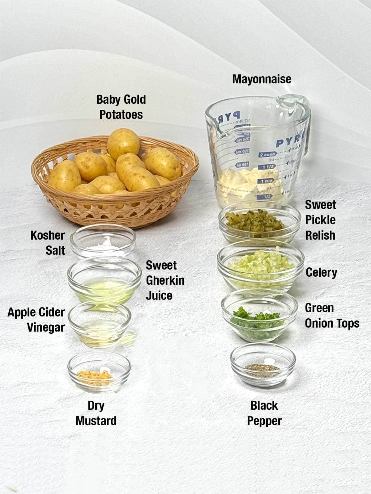 Ingredients for deviled potatoes.