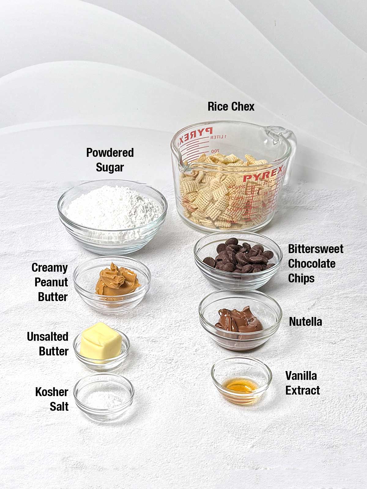 Ingredients for Nutella puppy chow.