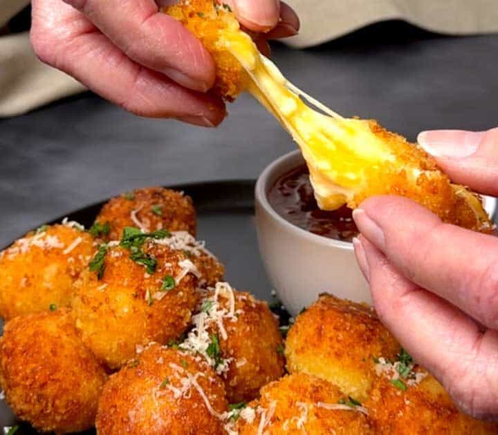 Fried cheese ball pull.