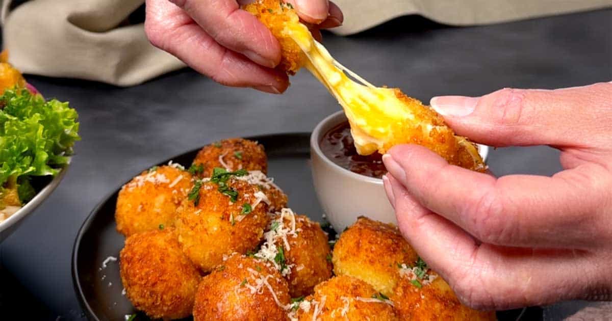 Fried cheese ball pull.