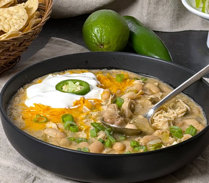 One-pot creamy white chicken chili.