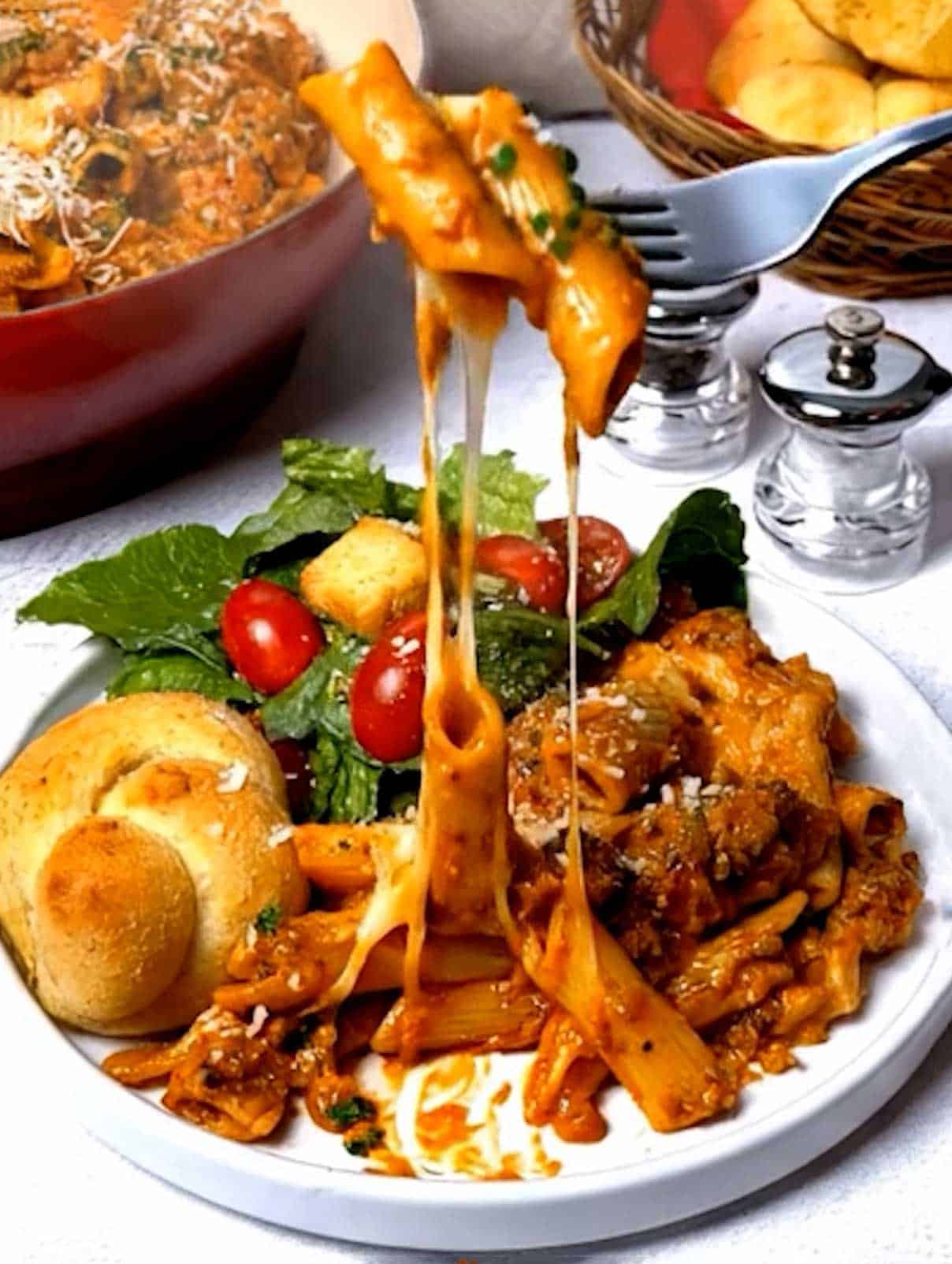 Creamy Boursin and Sausage Rigatoni.