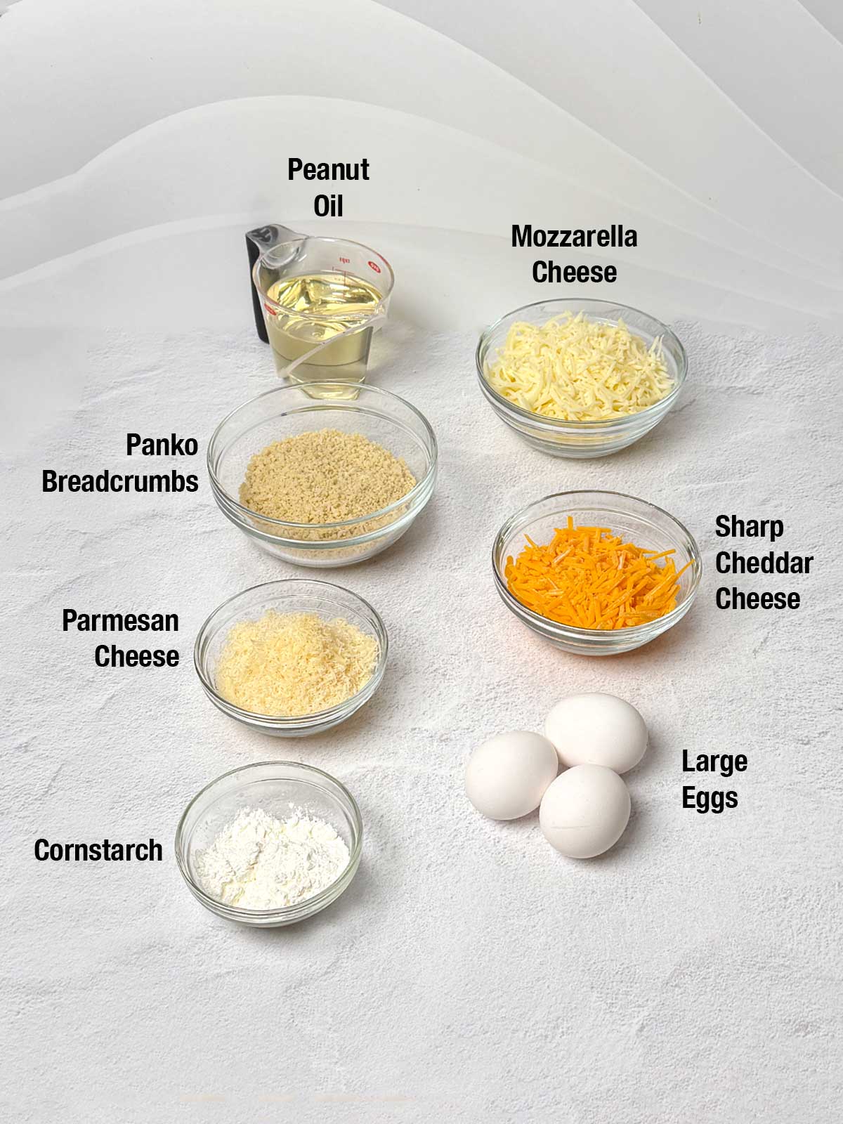 Ingredients for the no-leak cheese balls.