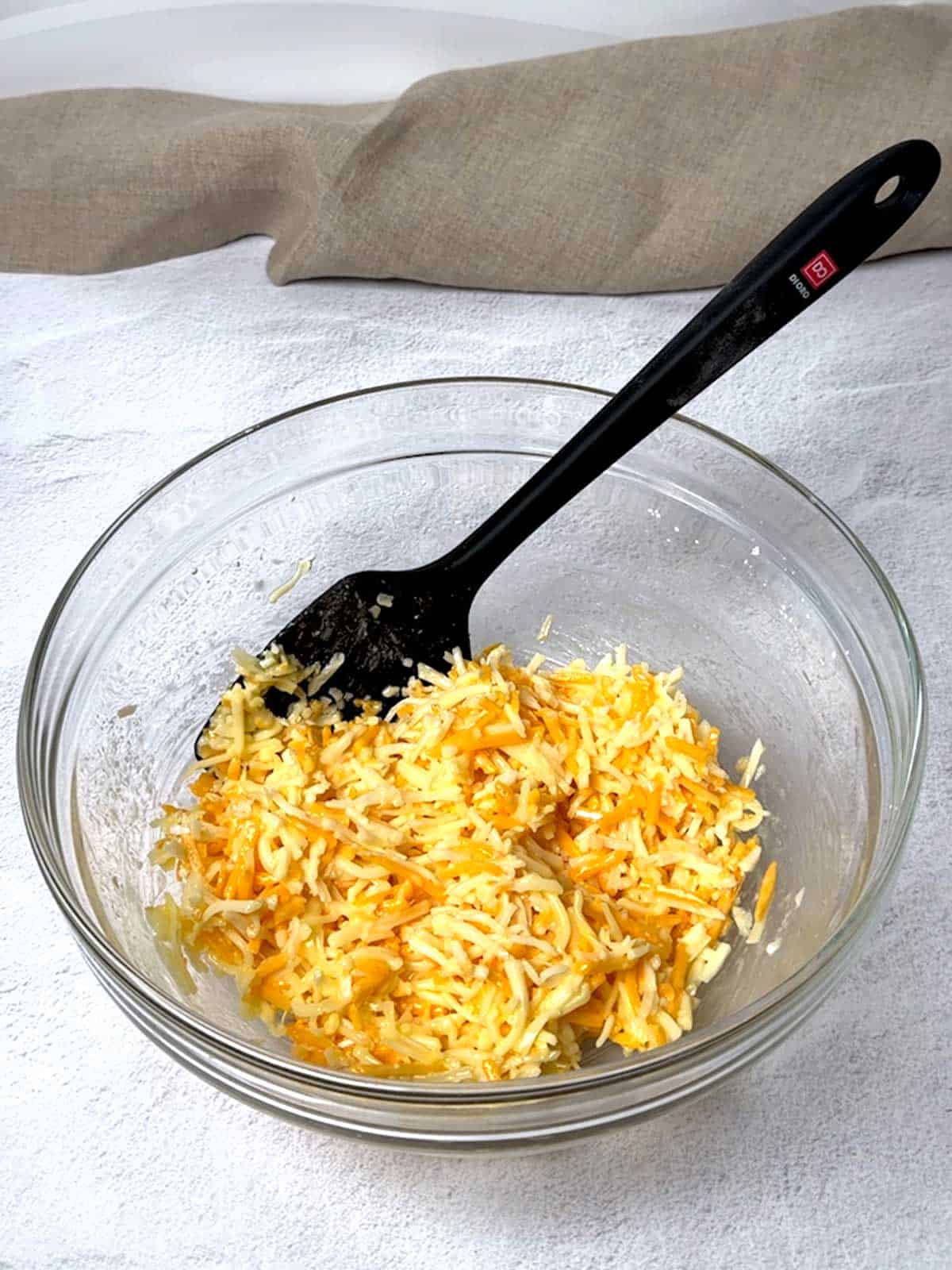 Cheese, cornstarch and egg mixture before chilling.