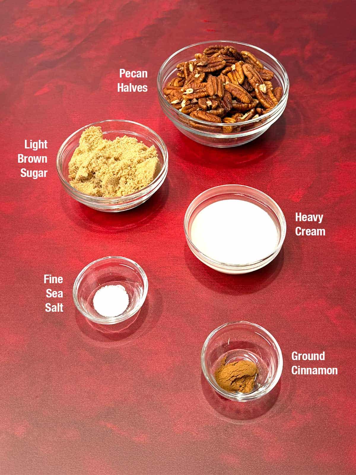 Ingredients for cinnamon praline pecans.
