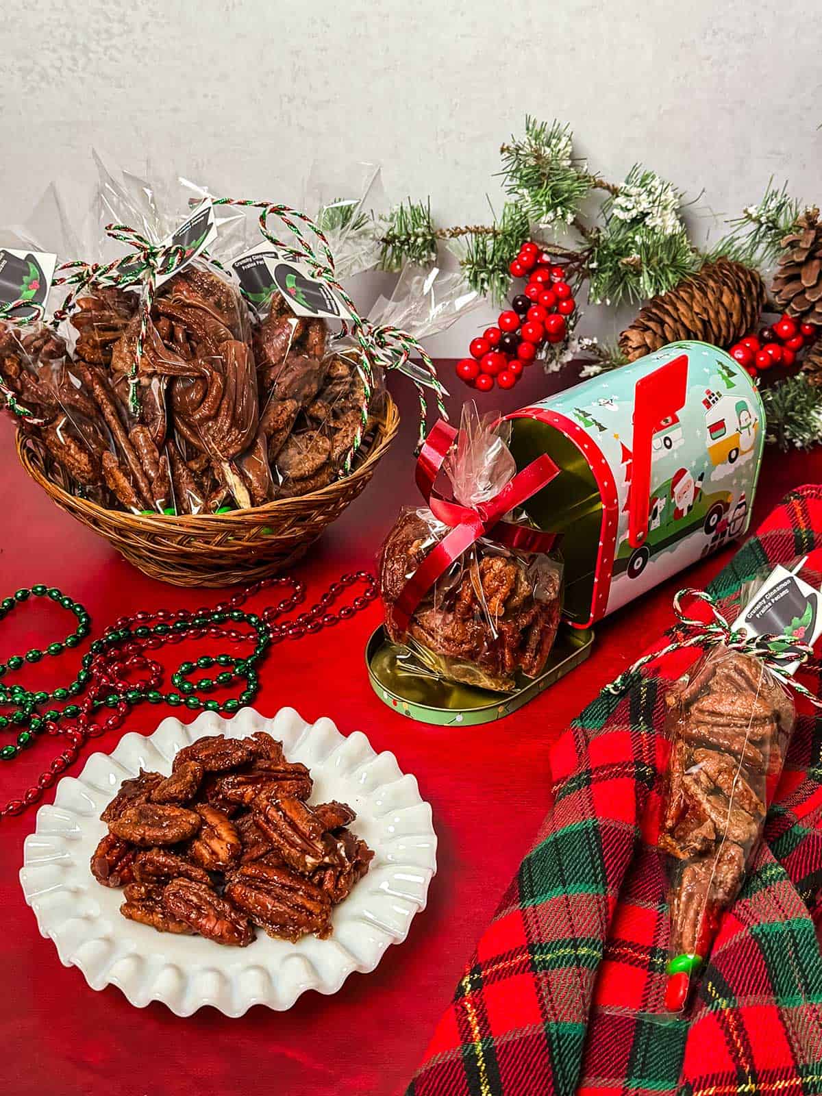 Praline pecans packaged.