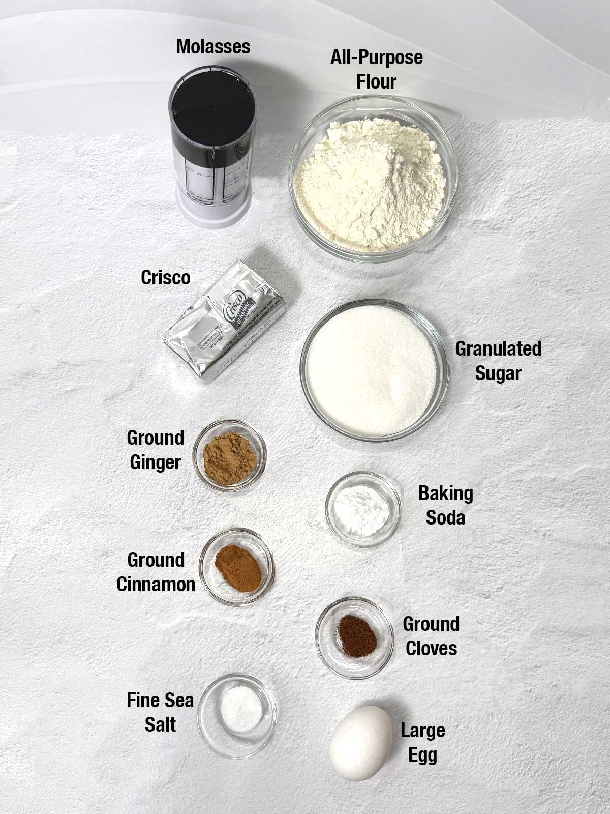 Ingredients for gingersnaps.