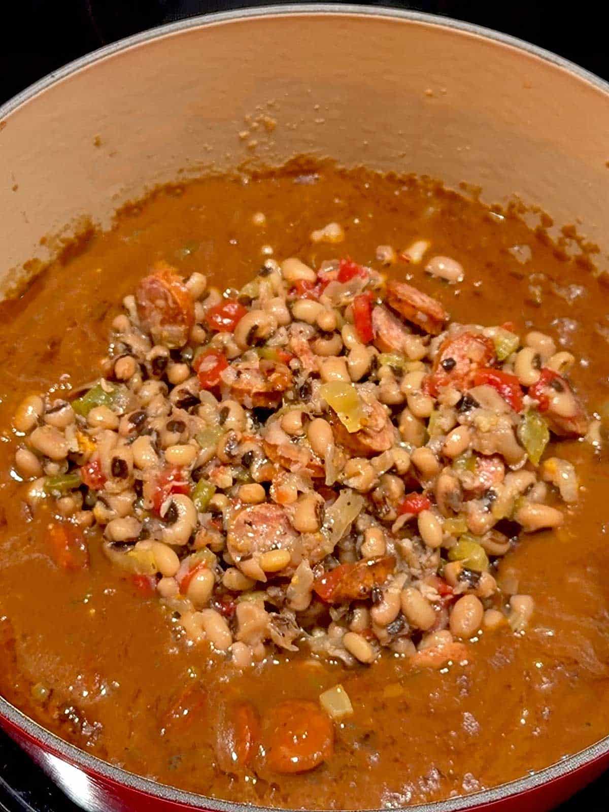 Hoppin' John added to the gumbo.