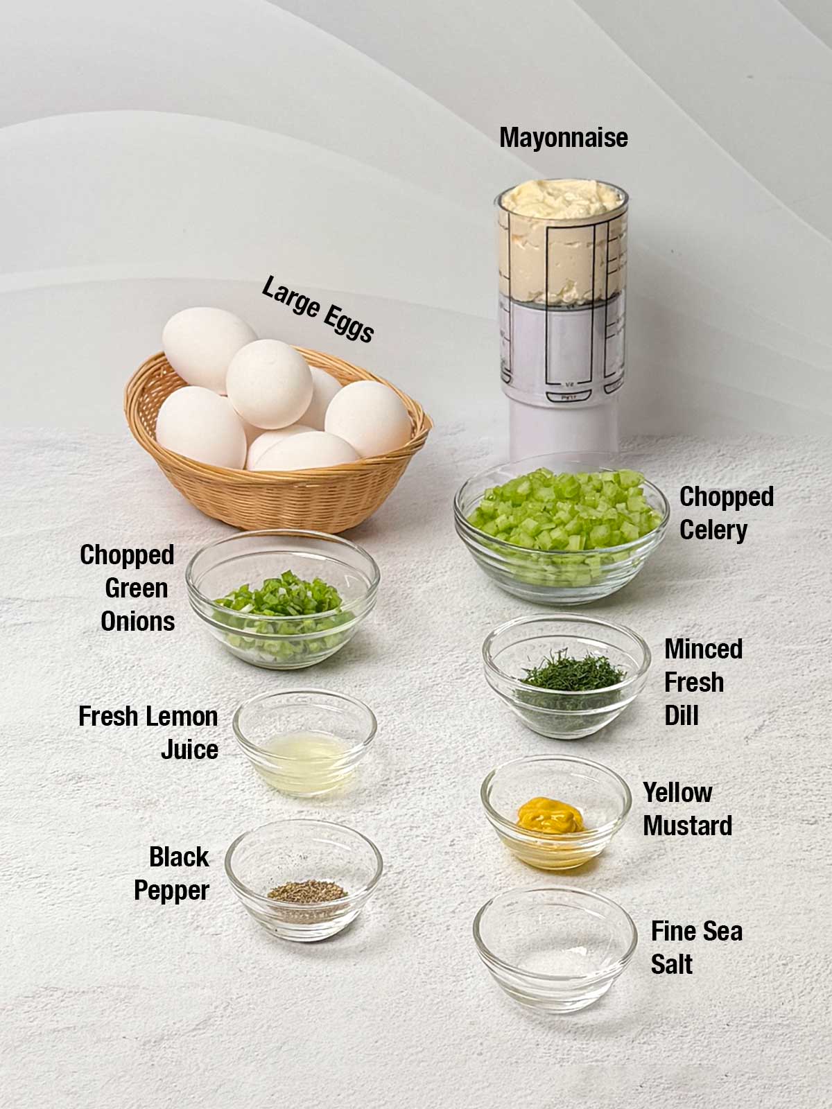 Ingredients for egg salad.
