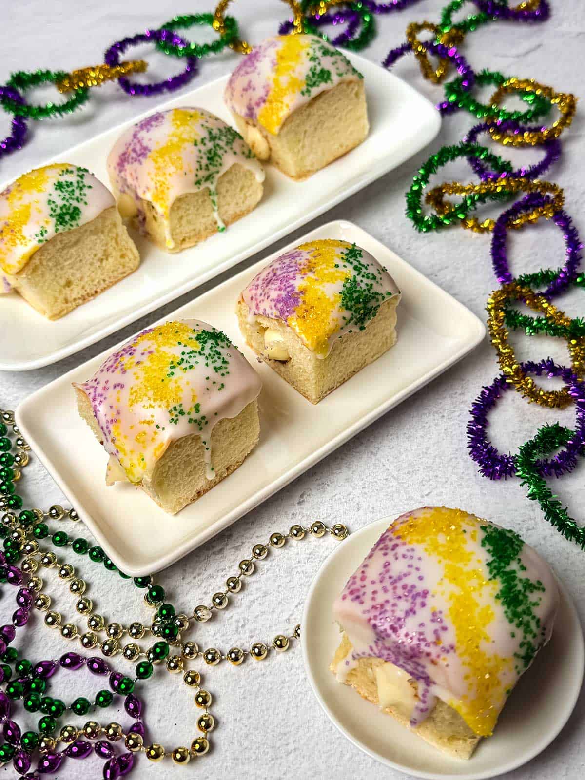 King Cake Bites for Mardi Gras.