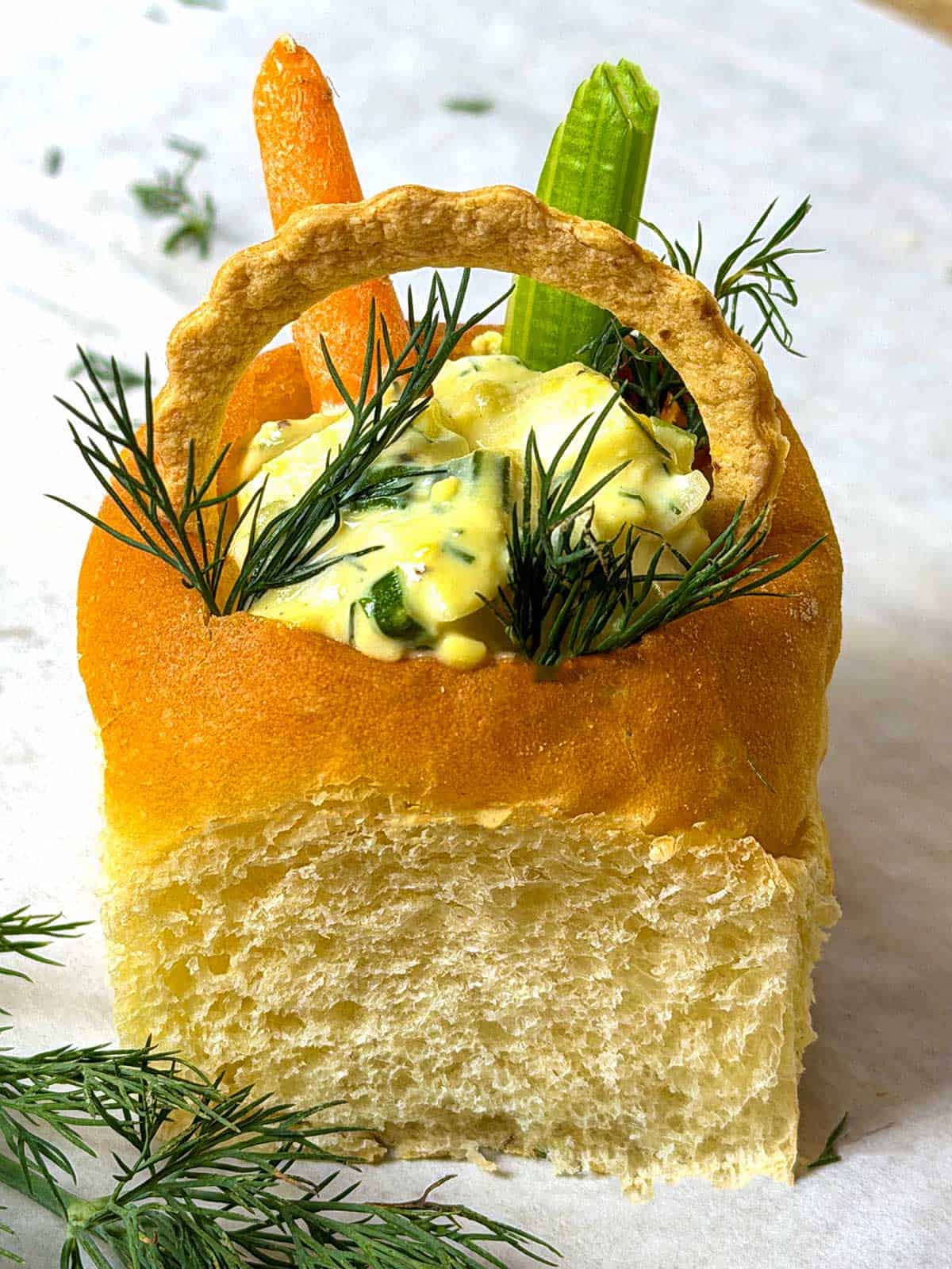 Easter basket egg salad rolls