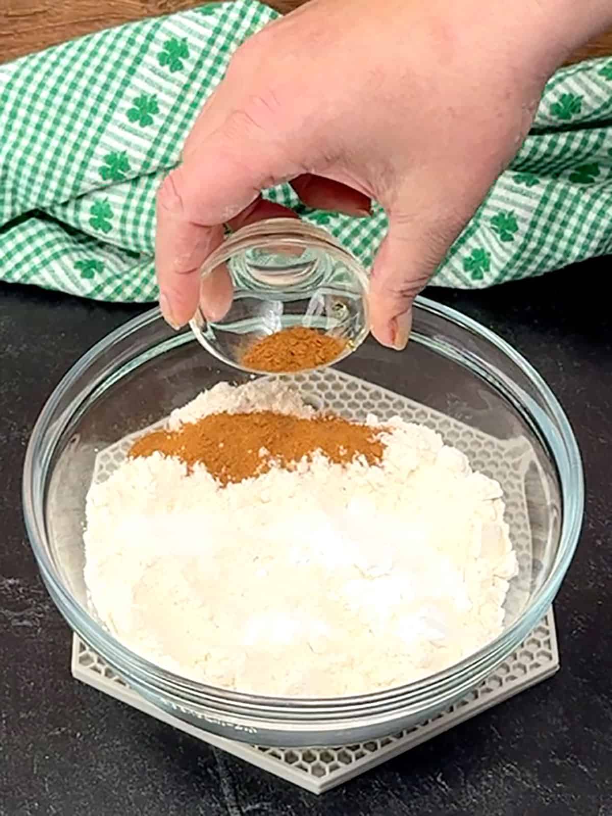 making flour mixture for Irish steel-cut oatmeal cookies