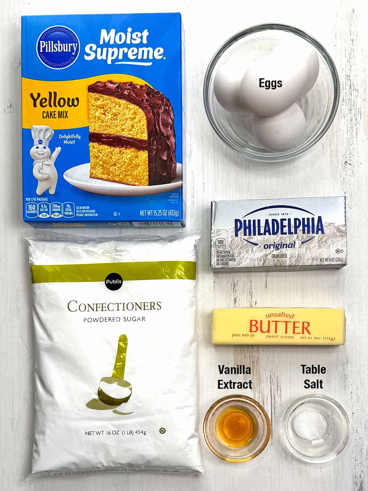Ingredients for Neiman Marcus Style Gooey Butter Cake