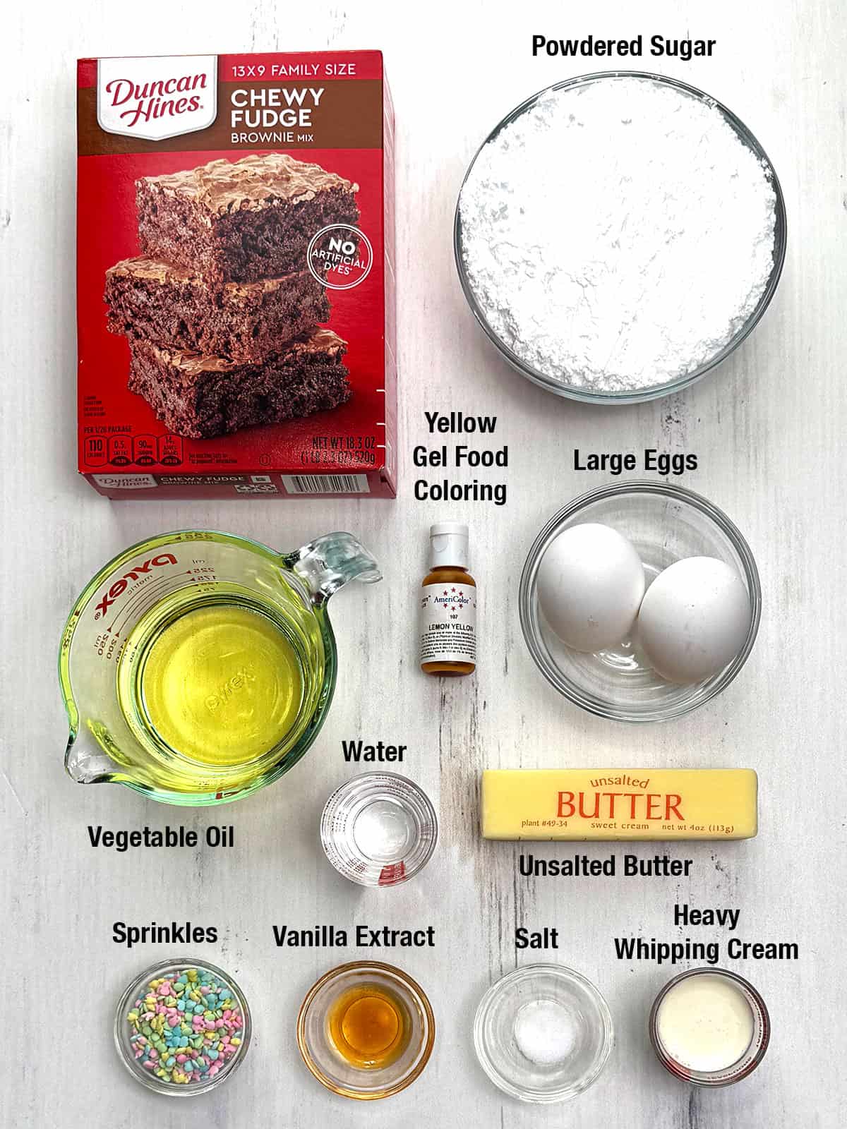 Ingredients for brownie Deviled Eggs