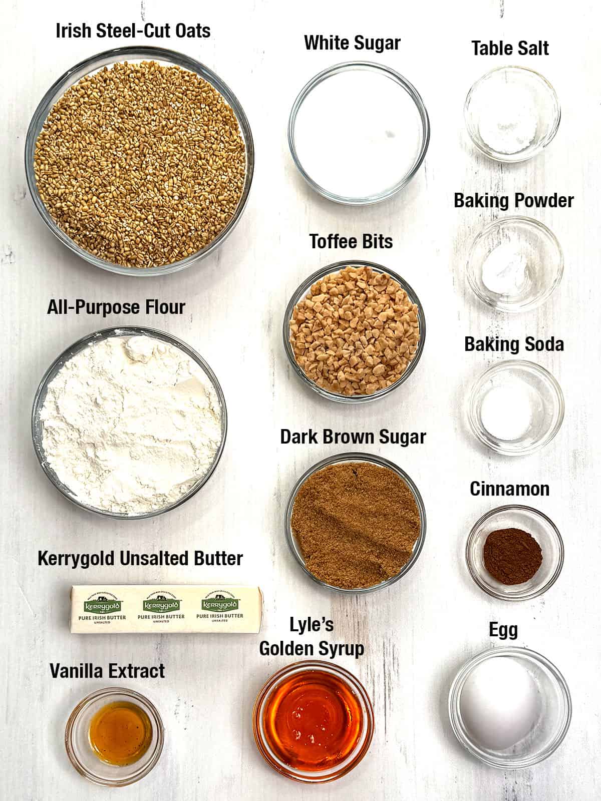 Ingredients for Irish Steel-Cut Oatmeal Cookies