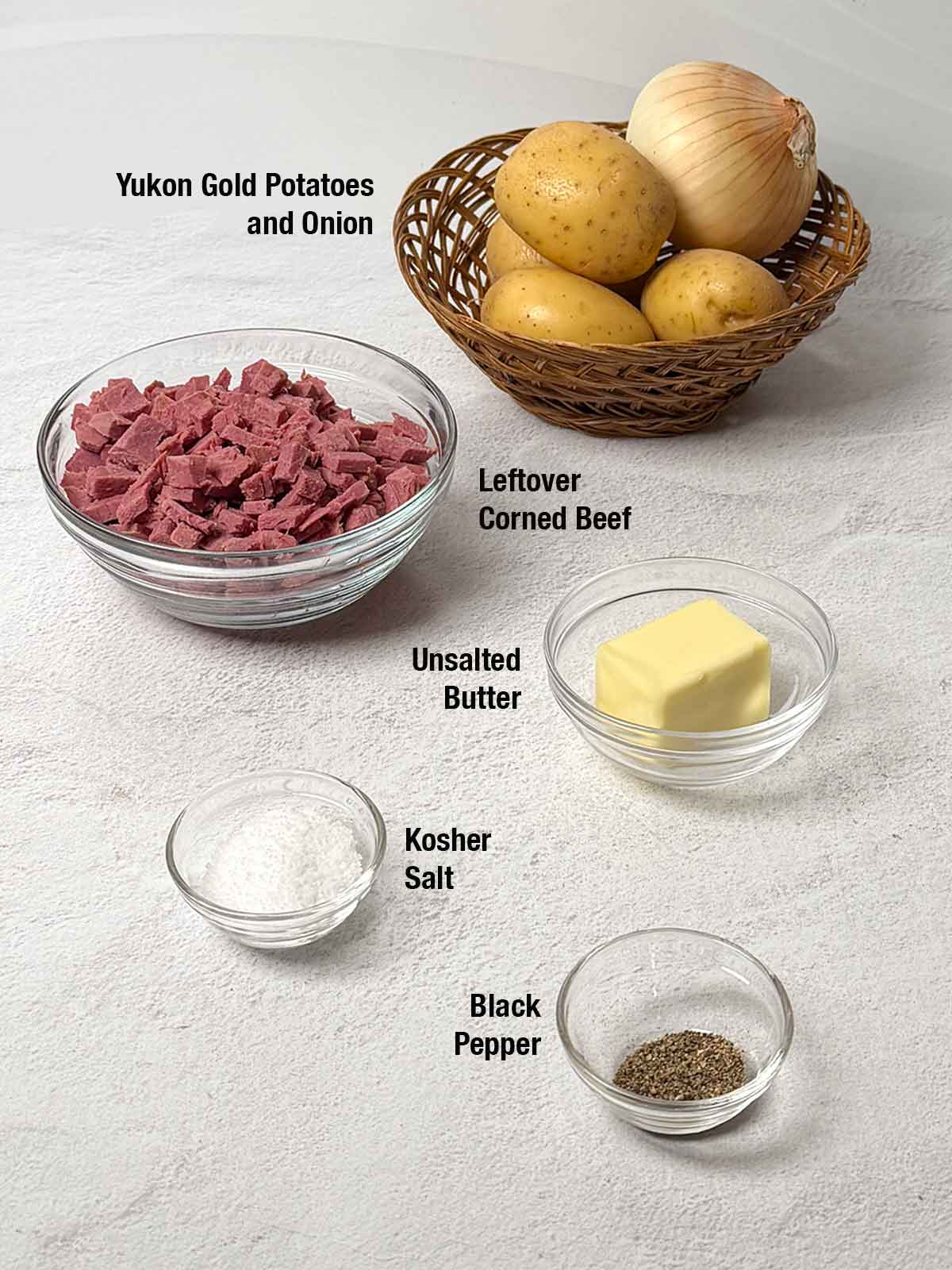 Ingredients for corned beef hash.