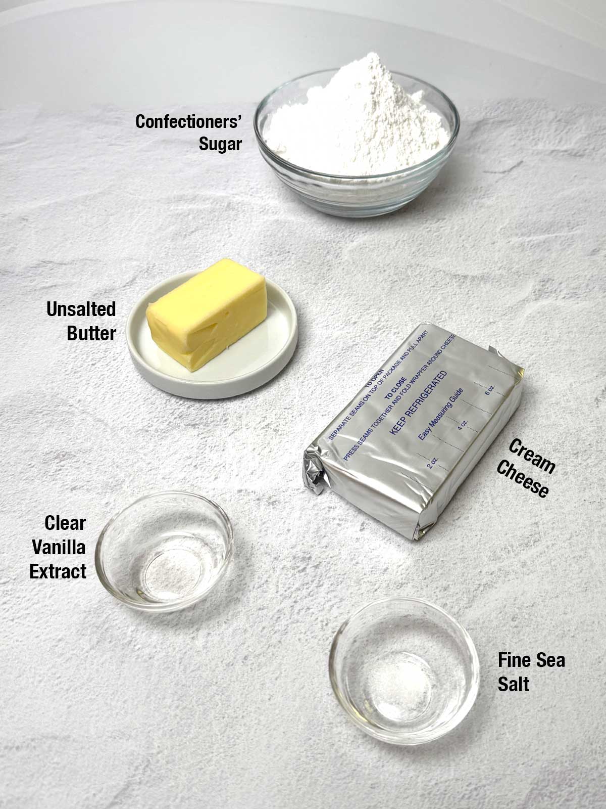 Ingredients for the frosting.