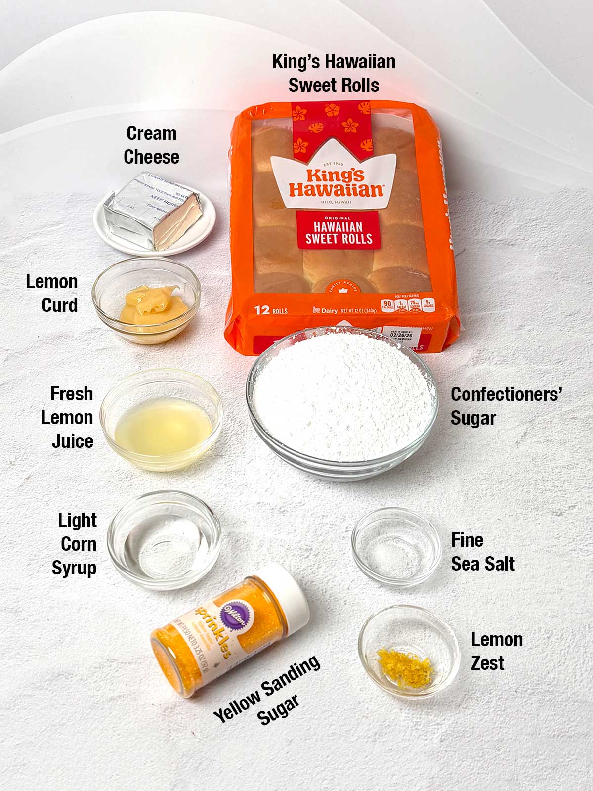 Ingredients for Lemon-Curd-Filled Rolls.