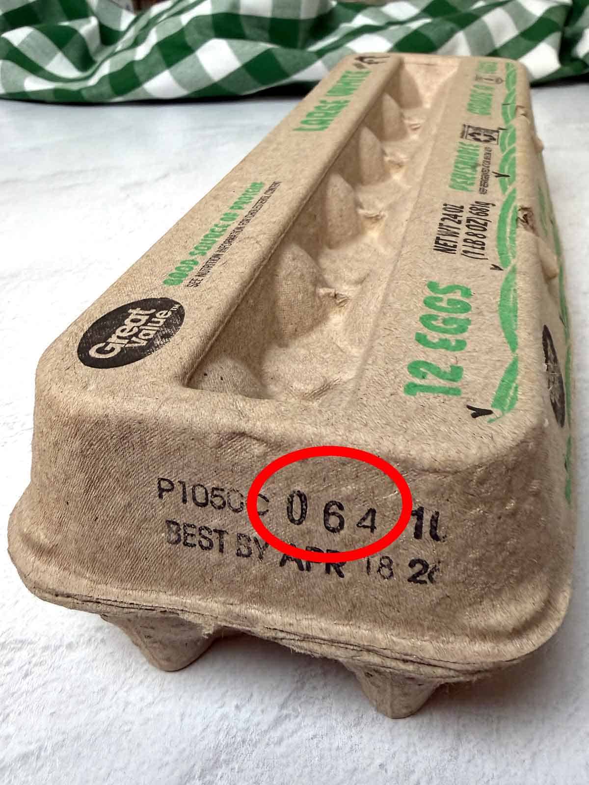 Julian date on egg carton.