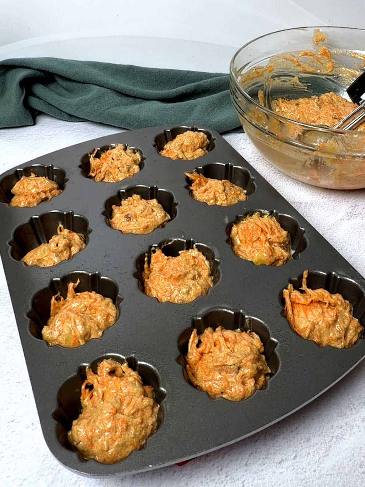 Mini bundt cakes ready to bake.