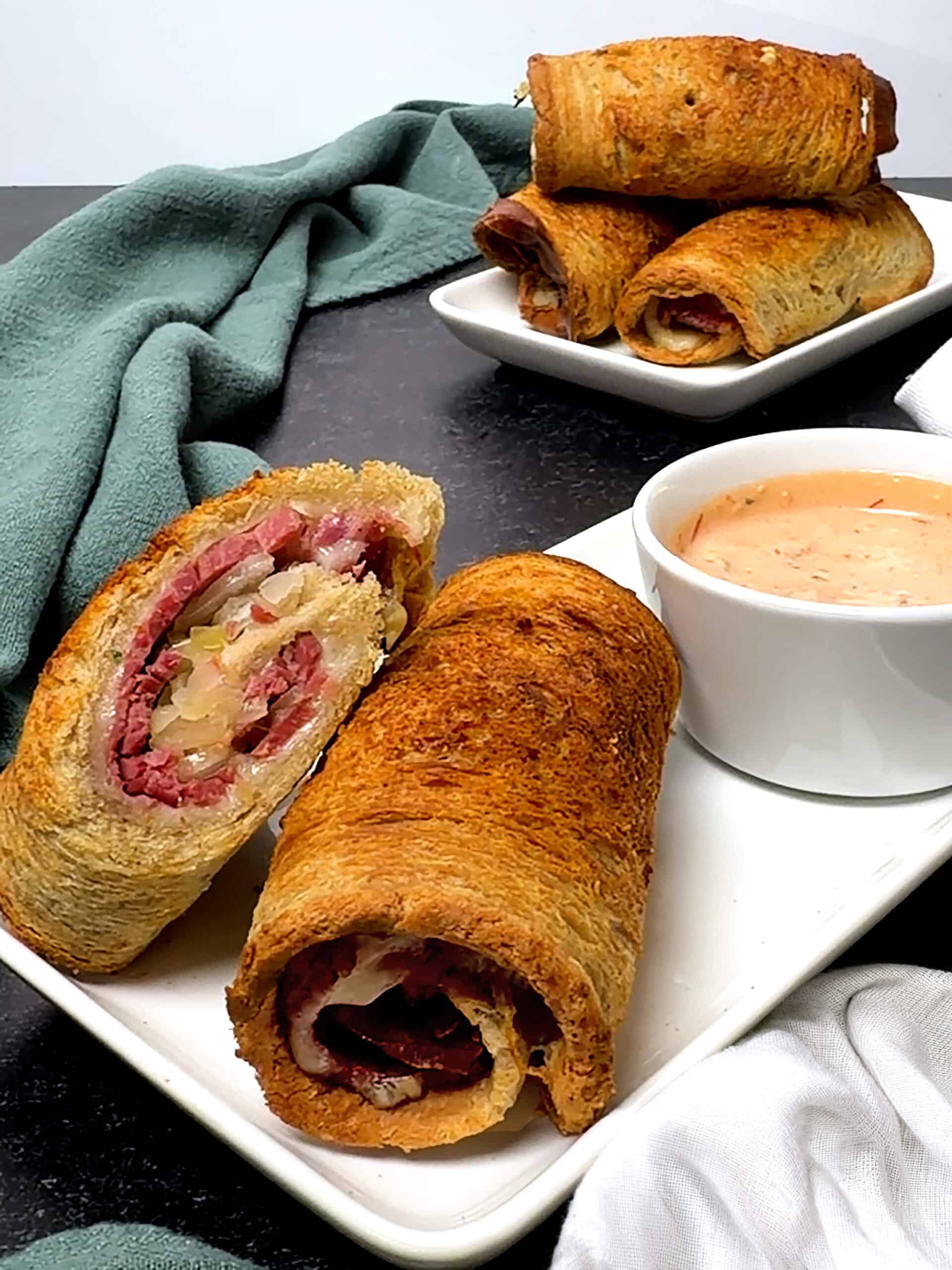 Crispy Air Fryer Reuben Rollups.