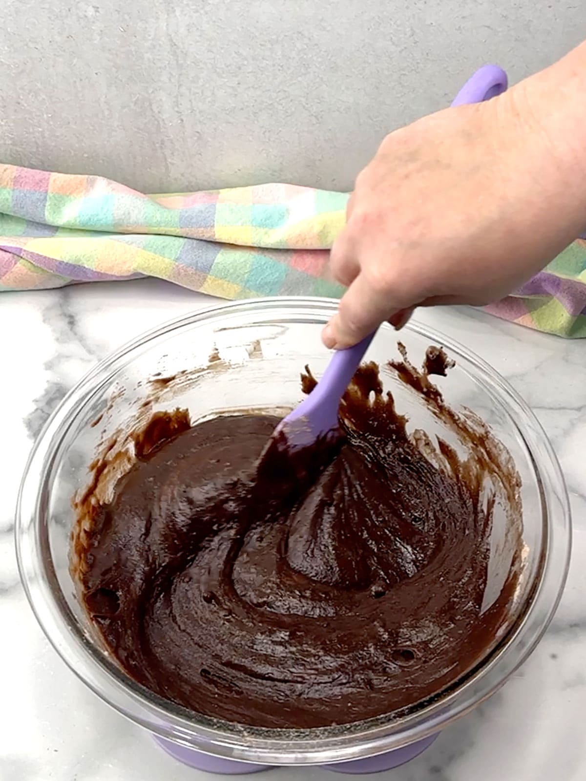 mixing brownies