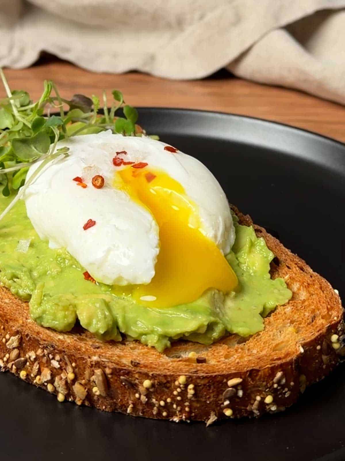 Avocado toast with poached egg.