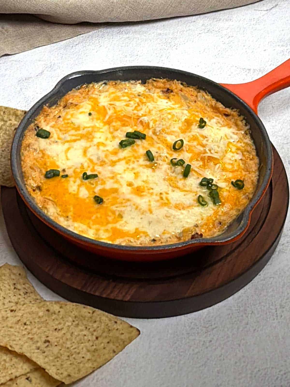 Chipotle Chicken Dip with tortilla chips.
